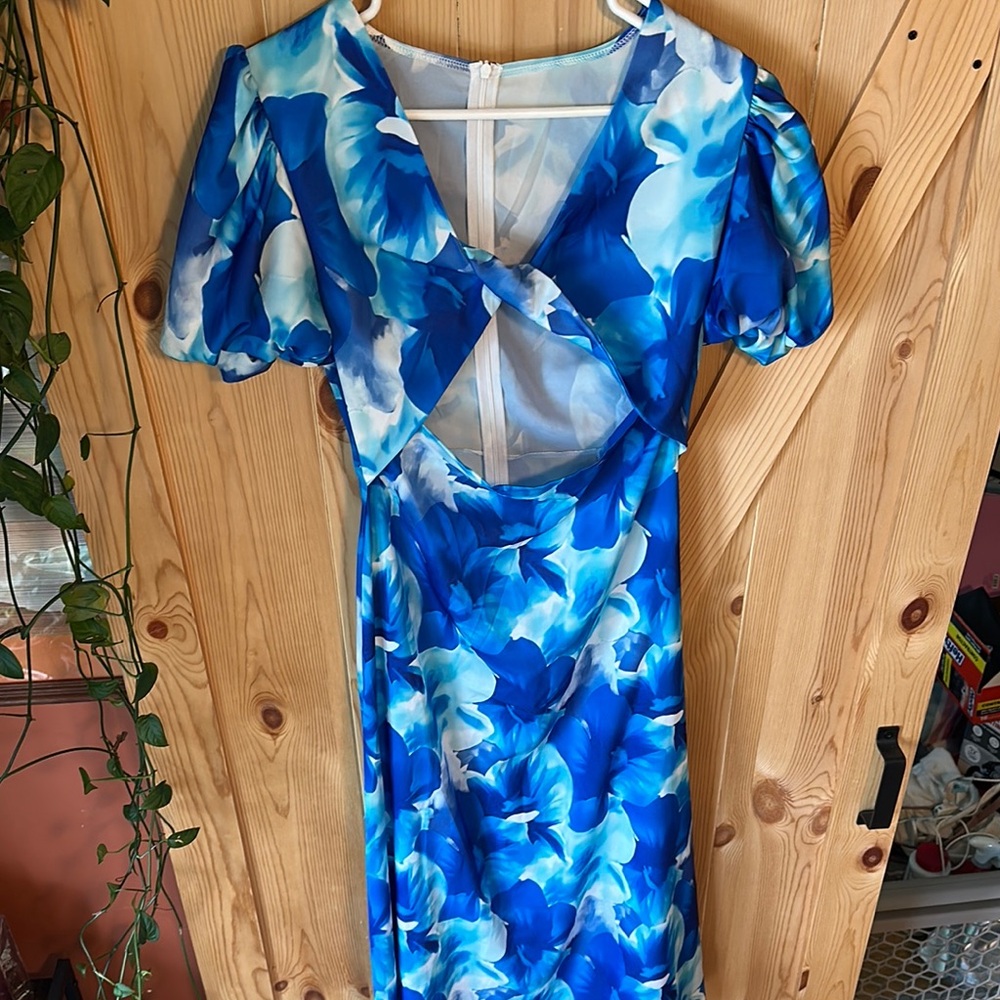 Elegant Blue Floral Dress